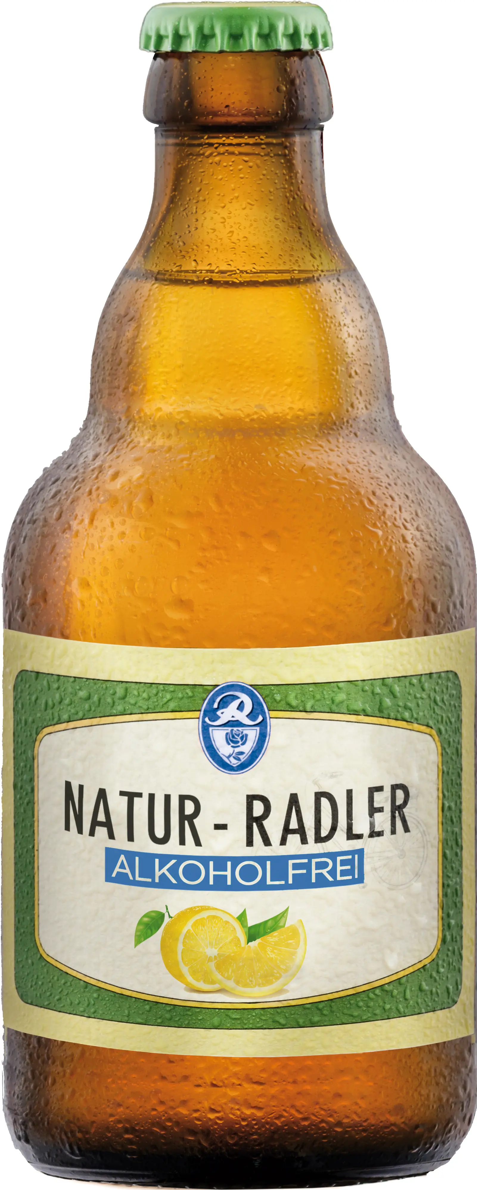 Das Bild zeigt eine Flasche Rosen Naturradler Alkoholfrei in der 0,33 Liter Flasche